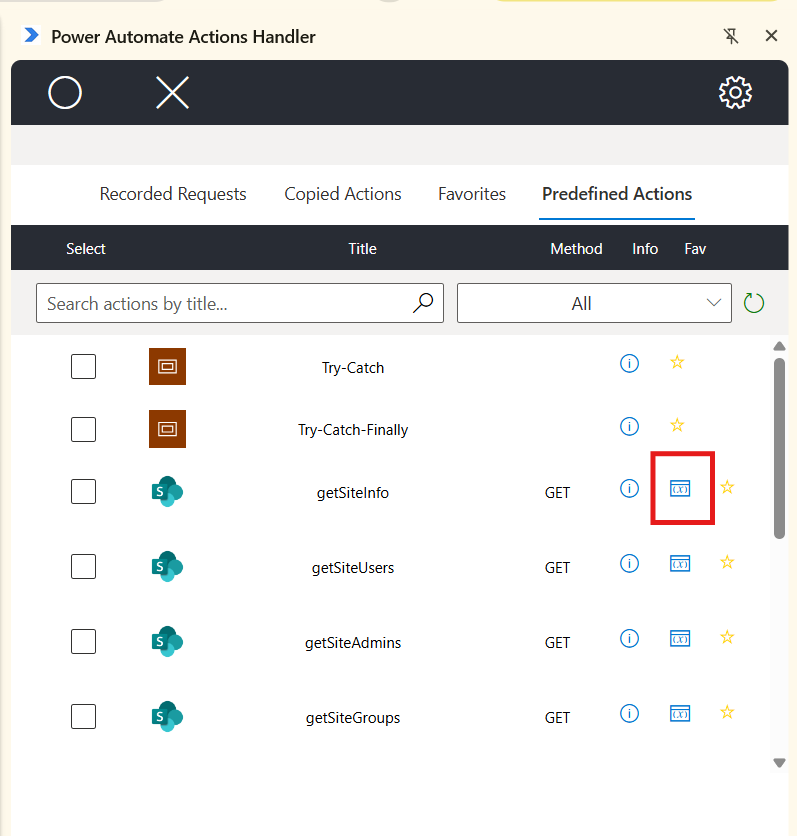 Extended Predefined Actions