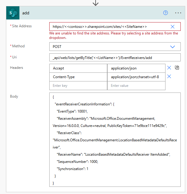 Add Event receiver